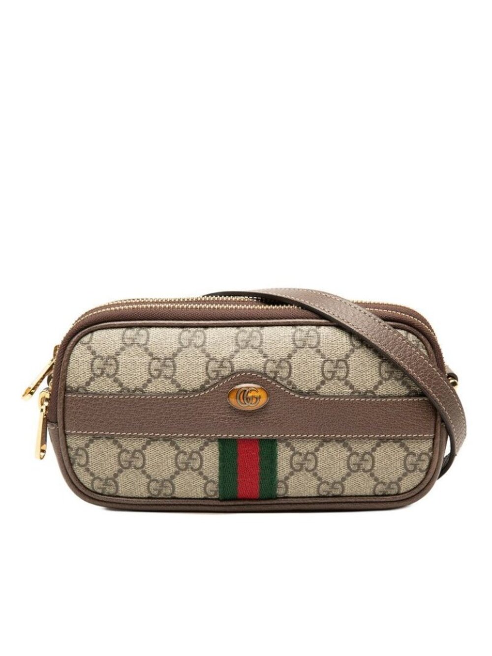 Gucci GG Supreme Ophidia Crossbody Shoulder Bag Beige Brown Leather